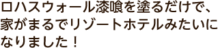 ロハスウォール漆喰を塗るだけで、家がまるでリゾートホテルみたいになりました！