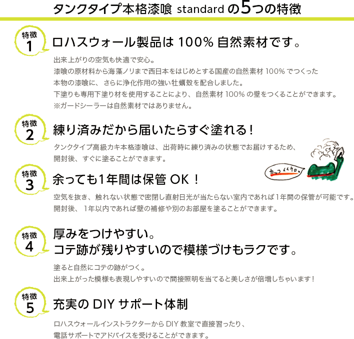 タンクタイプ本格漆喰 standardだけの5つの特徴