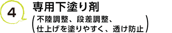 4 専用下塗り材（不陸調整、段差調整、仕上げを塗りやすく、透け防止）