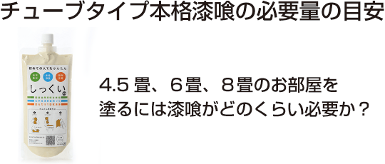 チューブタイプ本格漆喰の必要量の目安　4.5畳、6畳、8畳のお部屋を塗るには漆喰がどのくらい必要か？